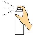 Hand, cleaning with cleaner, spraying, illustration image
